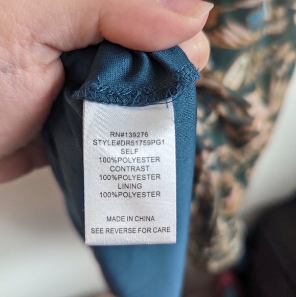 DR2 Green Paisley Floral Midi Dress Modest Boho Medium - Picture 3 of 4